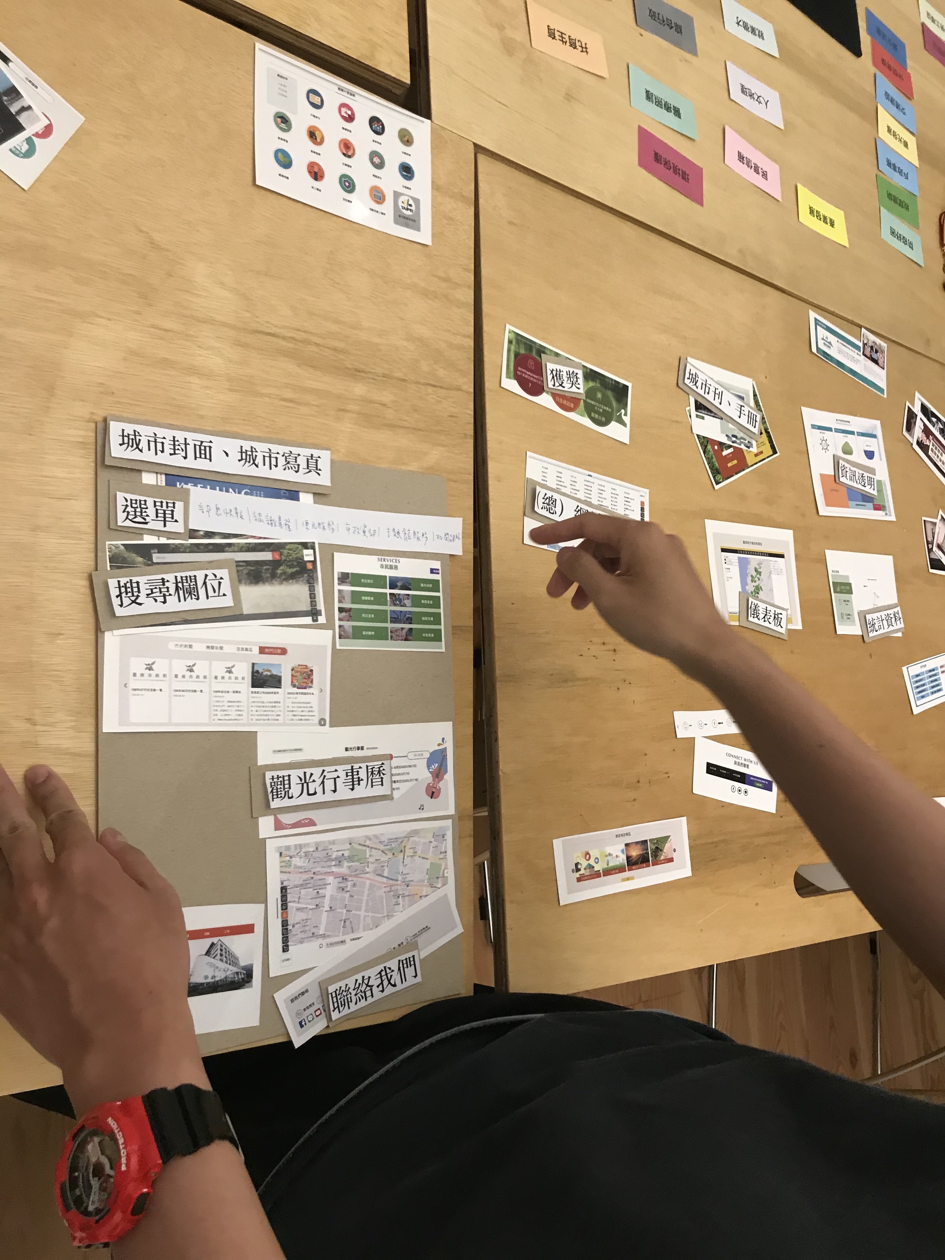 Users interacting with physical card sorting toolkit